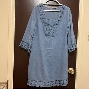 OWN IT Cottagecore Floral Midi Boho Crocheted Women’s Dress 3/4 Sleeves *Read*